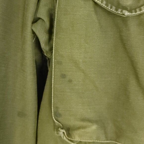 Vtg Military Coat Man's Small? OD Green 50s Distressed Thrashed - Picture 4 of 16